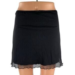 Brandy Melville Women's Black Chiffon Mesh High Waist Mini Slip Skirt Size S